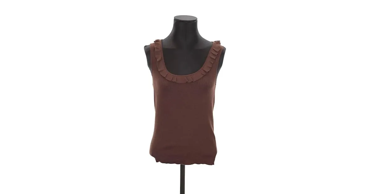 Céline Top de algodón Castaño 