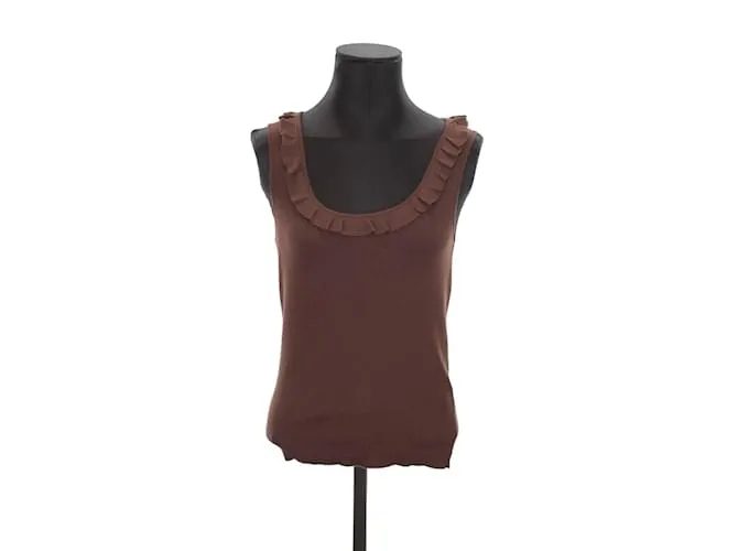 Céline Top de algodón Castaño 