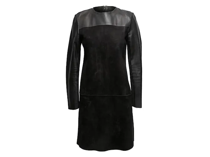 Céline Vestido negro Celine de ante y piel Talla FR 40 