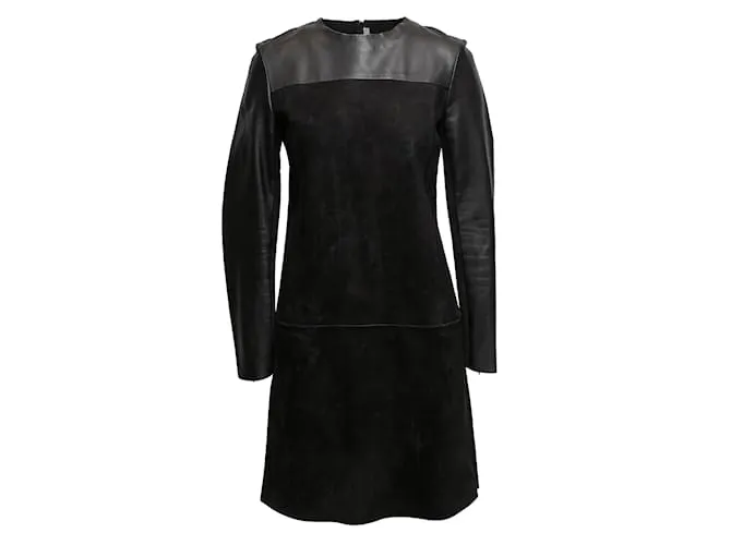 Céline Vestido negro Celine de ante y piel Talla FR 40 