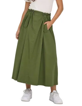 Falda midi Only Pamala verde tiro alto holgada para mujer