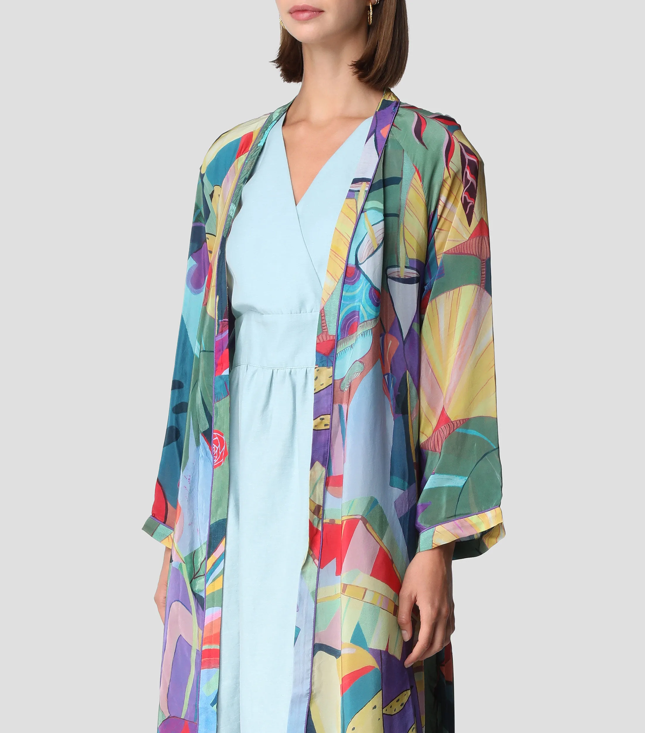 FARM RIO Kimono Largo Estampado Mujer