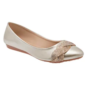 Flats clásicas Exterior Piel sintética Color Oro Para Mujer De Clasben