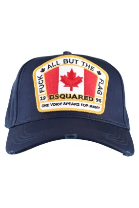 Gorra azul con logo en parche de bandera canada