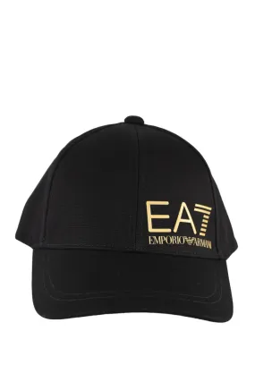 Gorra negra con logo lux identity dorado