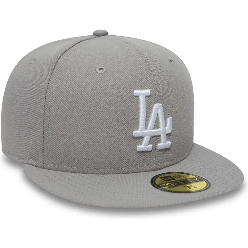 Gorra plana gris ajustada 59FIFTY Essential de Los Angeles Dodgers MLB de New Era