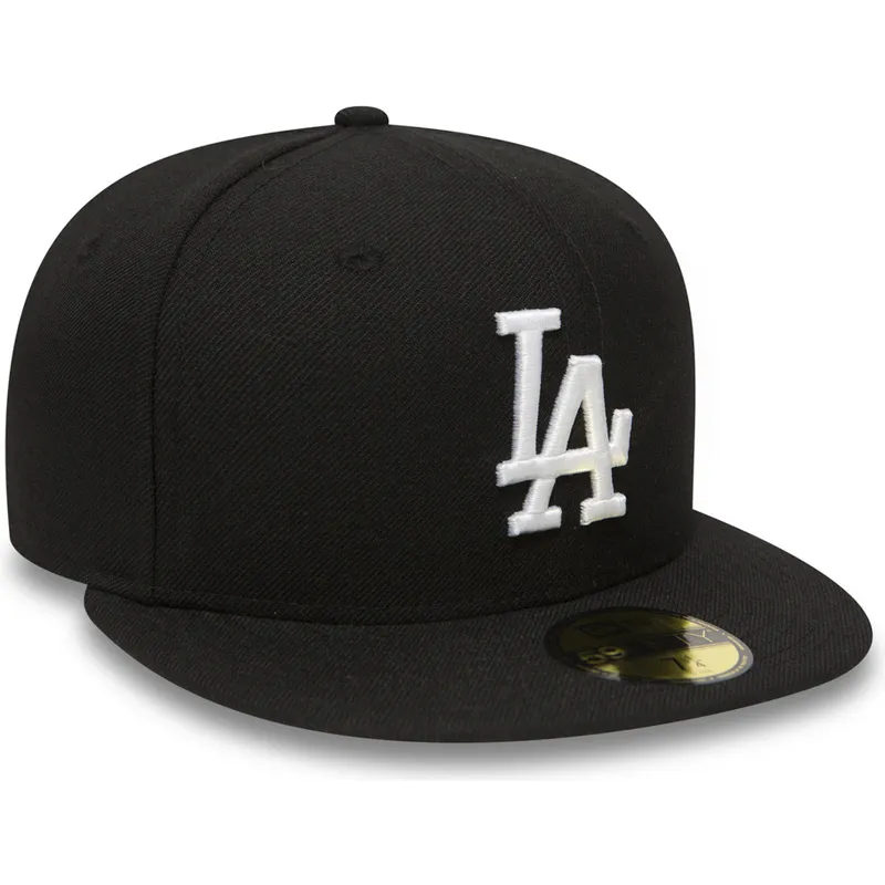 Gorra plana negra ajustada 59FIFTY Essential de Los Angeles Dodgers MLB de New Era