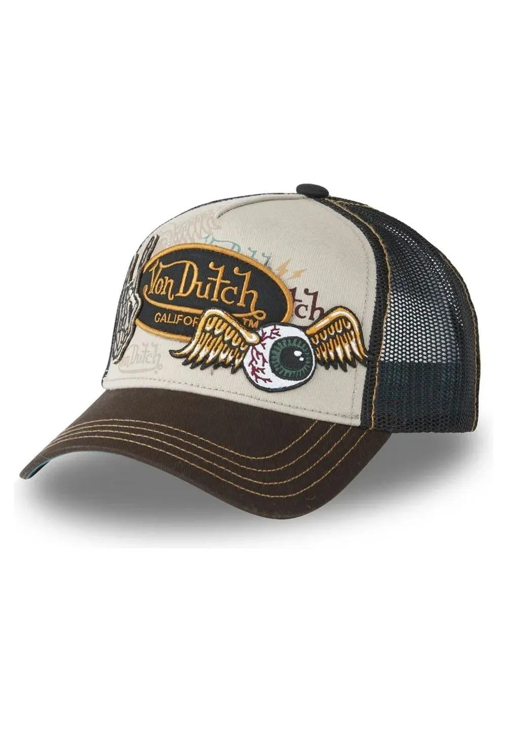 Gorra von dutch marron/gris patches03 trucker cap