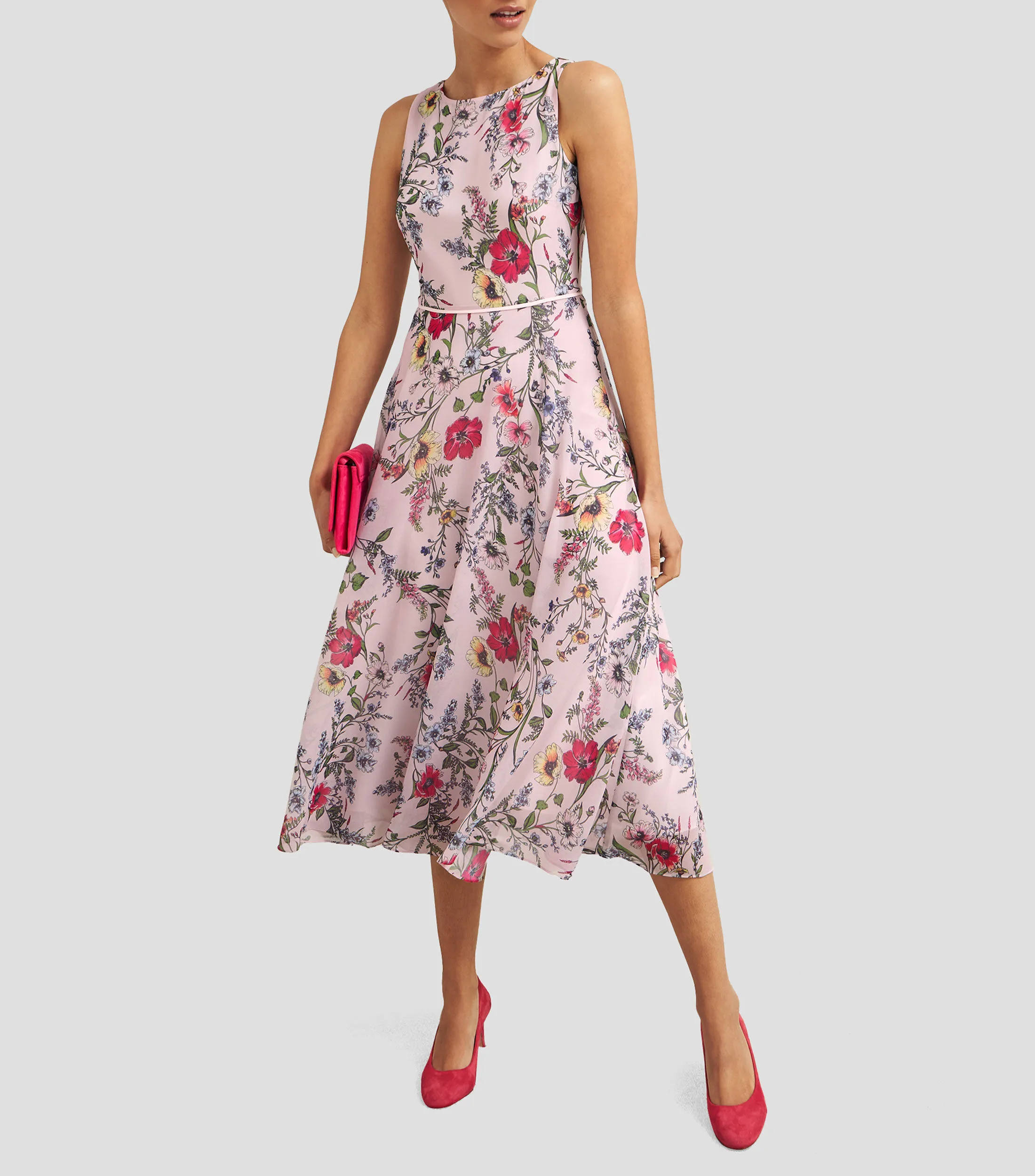 Hobbs Vestido midi estampado Mujer