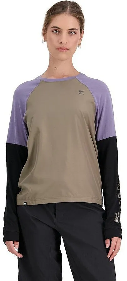 jersey Mons Royale Tarn Merino Shift Wild Jersey LS - Walnut/Black/Thistle - women´s