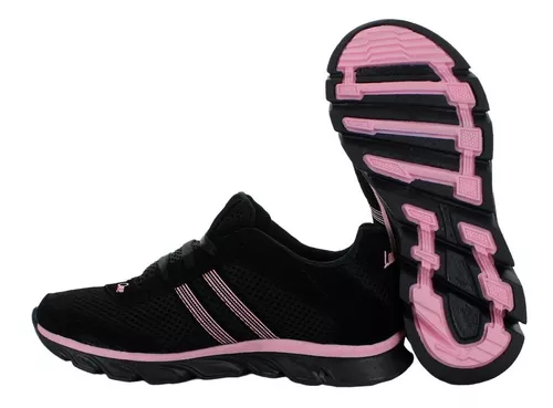 Lady One Tenis Correr Fitness Textil Negro Rosa Mujer 77282