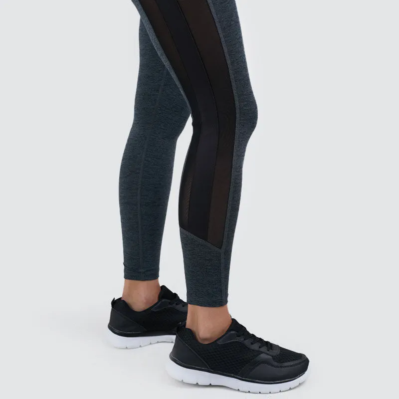 Leggins Deportivo Jaspe Corte En Malla