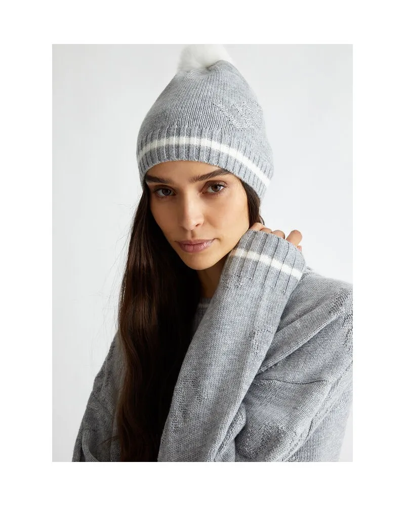 Liu Jo - TF4295 MS55L C3459 - GRIGIO - Gorra de lana mezclada con pon pon pon