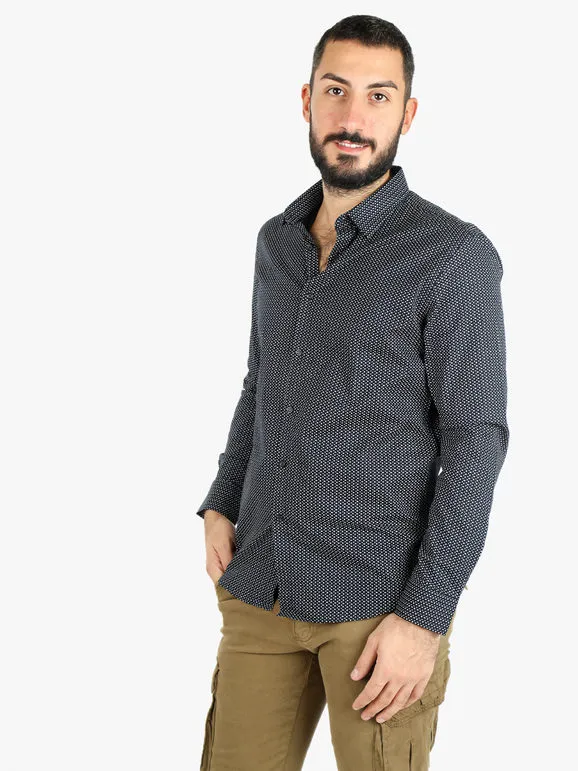 Lurvy Camisa de algodón de manga larga para hombre.