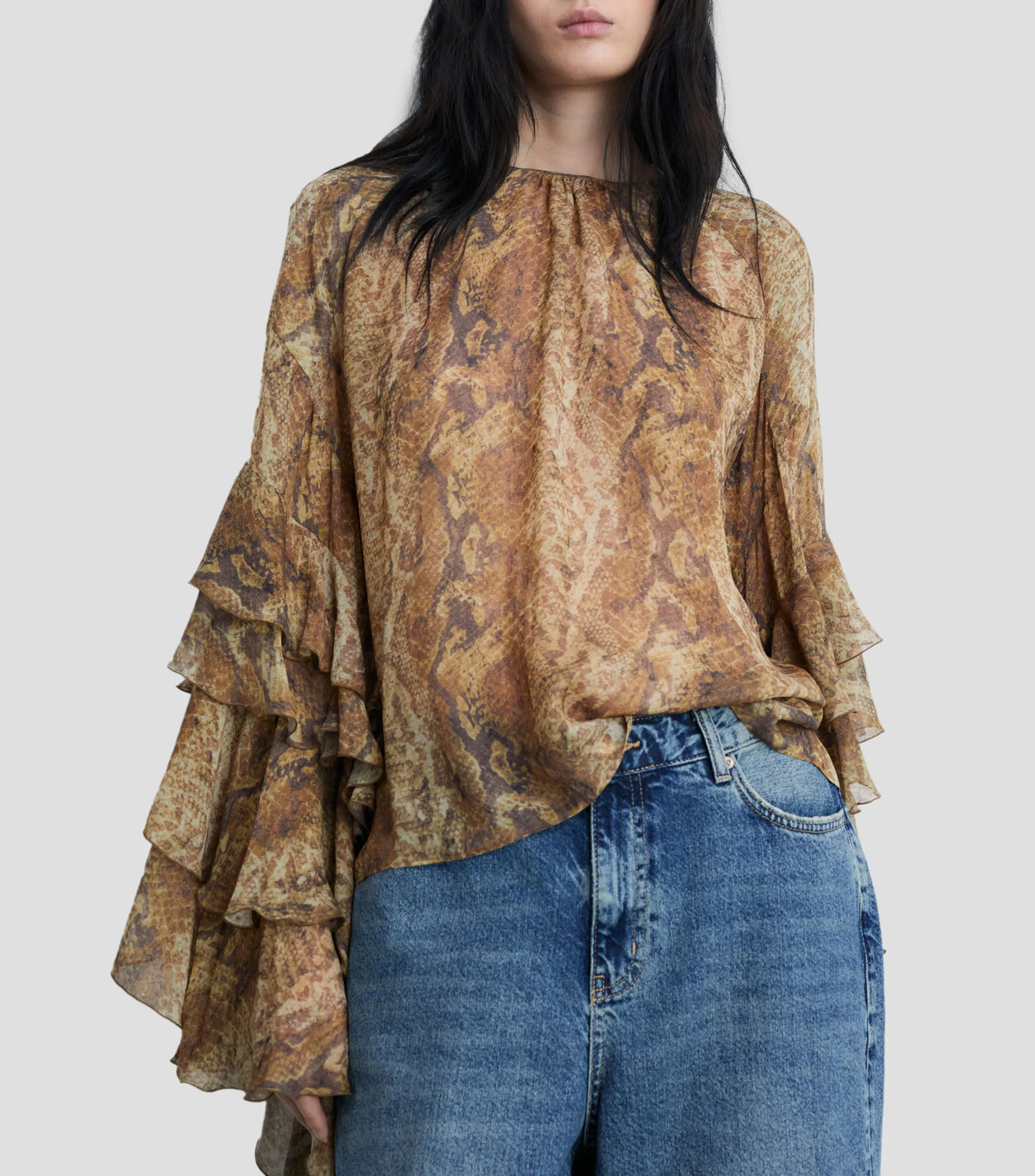 Mango Blusa estampado manga larga Mujer