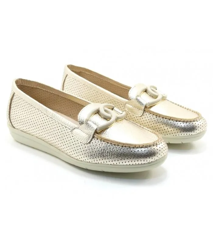 Mocasines en piel dorado