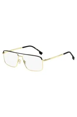 Montura para gafas graduadas de acero con acabado negro y dorado