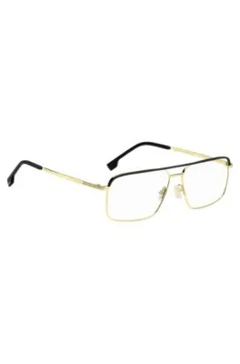 Montura para gafas graduadas de acero con acabado negro y dorado