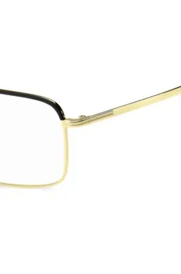 Montura para gafas graduadas de acero con acabado negro y dorado