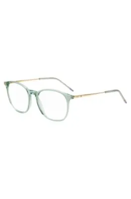 Montura para gafas graduadas de acetato color aguamarina con patillas en tono dorado