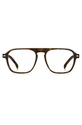 Montura para gafas graduadas de acetato y concha con detalle plateado de la marca