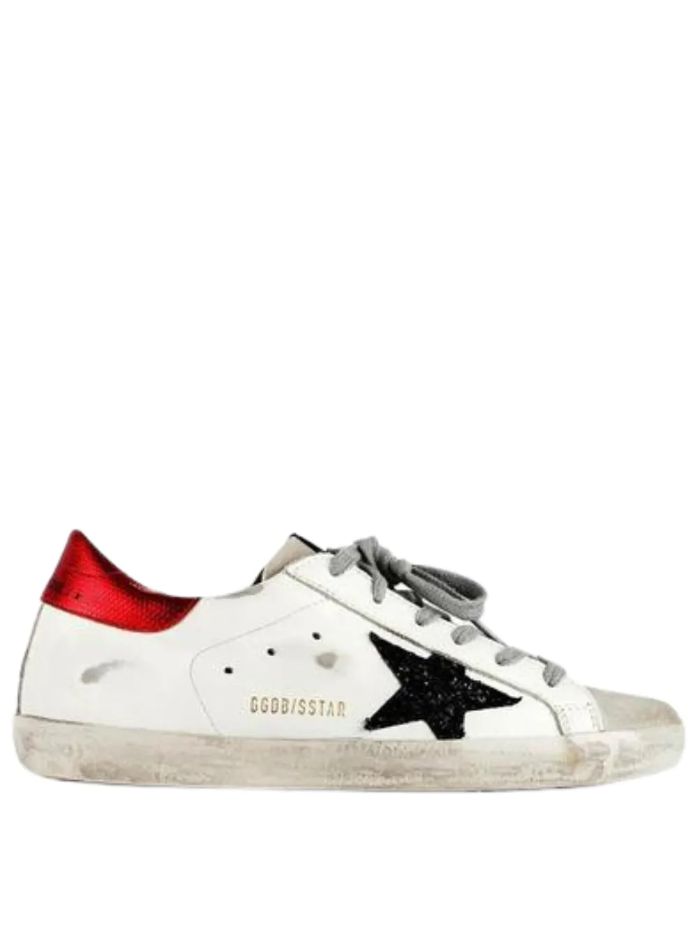 N373O Tenis Casual Golden Goose Superstar blanco verde talon rojo