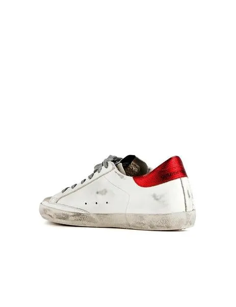 N373O Tenis Casual Golden Goose Superstar blanco verde talon rojo