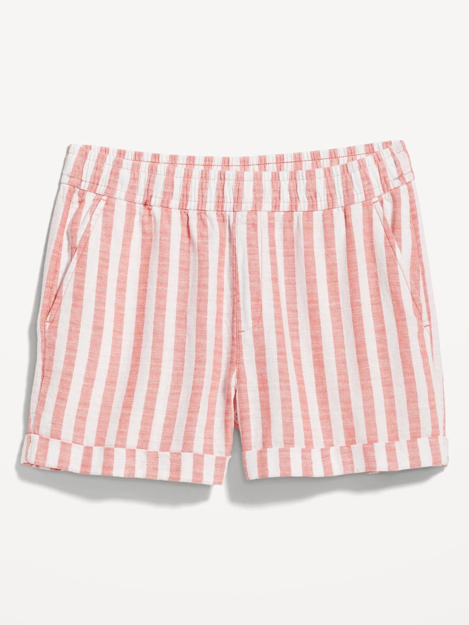 OLD NAVY Short Tiro Alto A Rayas Lino Old Navy Mujer