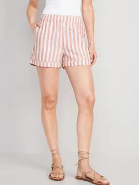 OLD NAVY Short Tiro Alto A Rayas Lino Old Navy Mujer