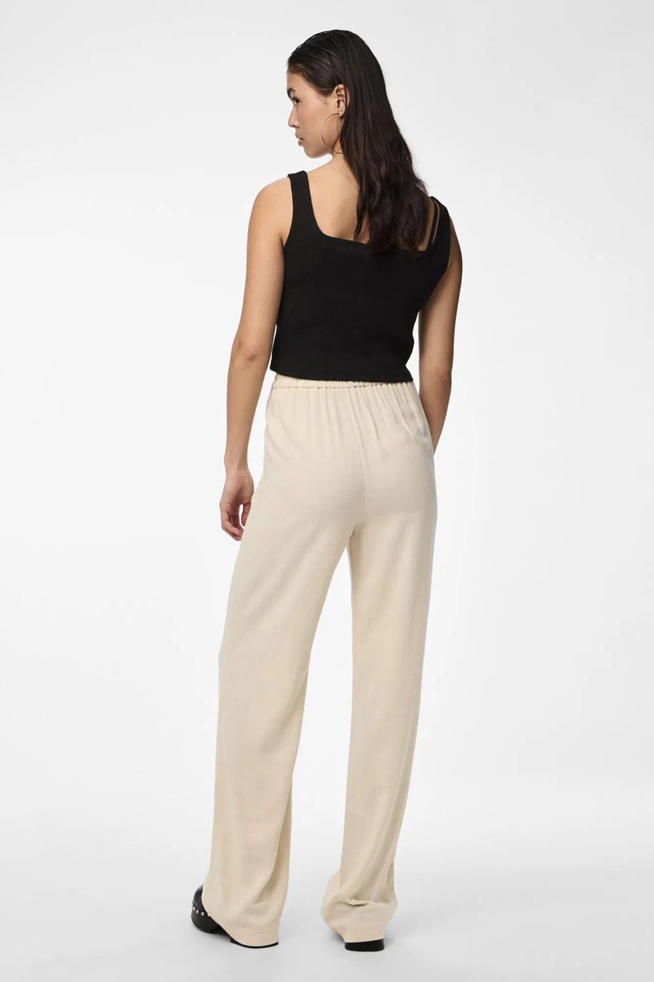 Pantalón lino de mujer fluido con cintura elástica