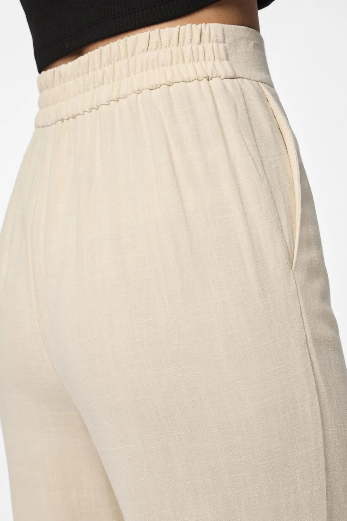 Pantalón lino de mujer fluido con cintura elástica