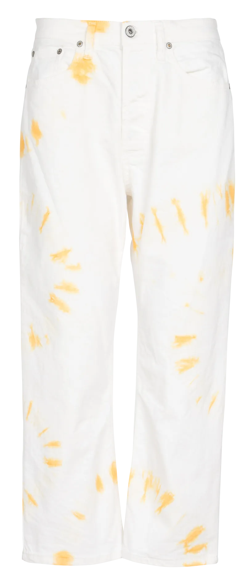 Pantalón de denim de algodón tie-dye en amarillo