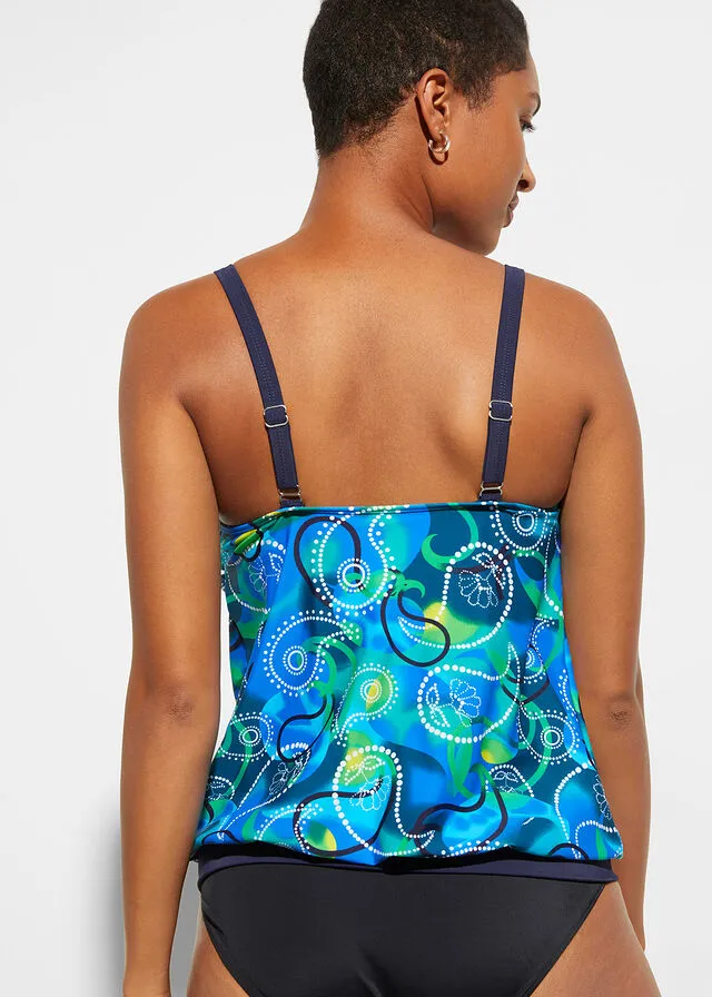 Parte superior del tankini Azul estampado