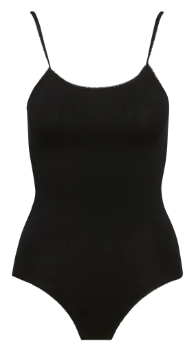 PETIT BATEAU Body de mezcla de algodón con cuello de pico en negro