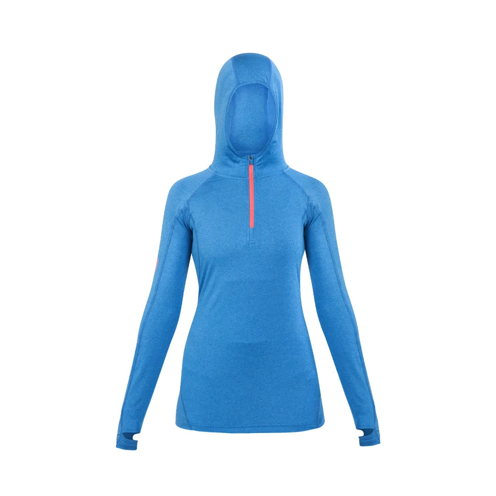 Polera Dry Fit Hw Spx C/ Gorro Manga Larga Mujer Blue