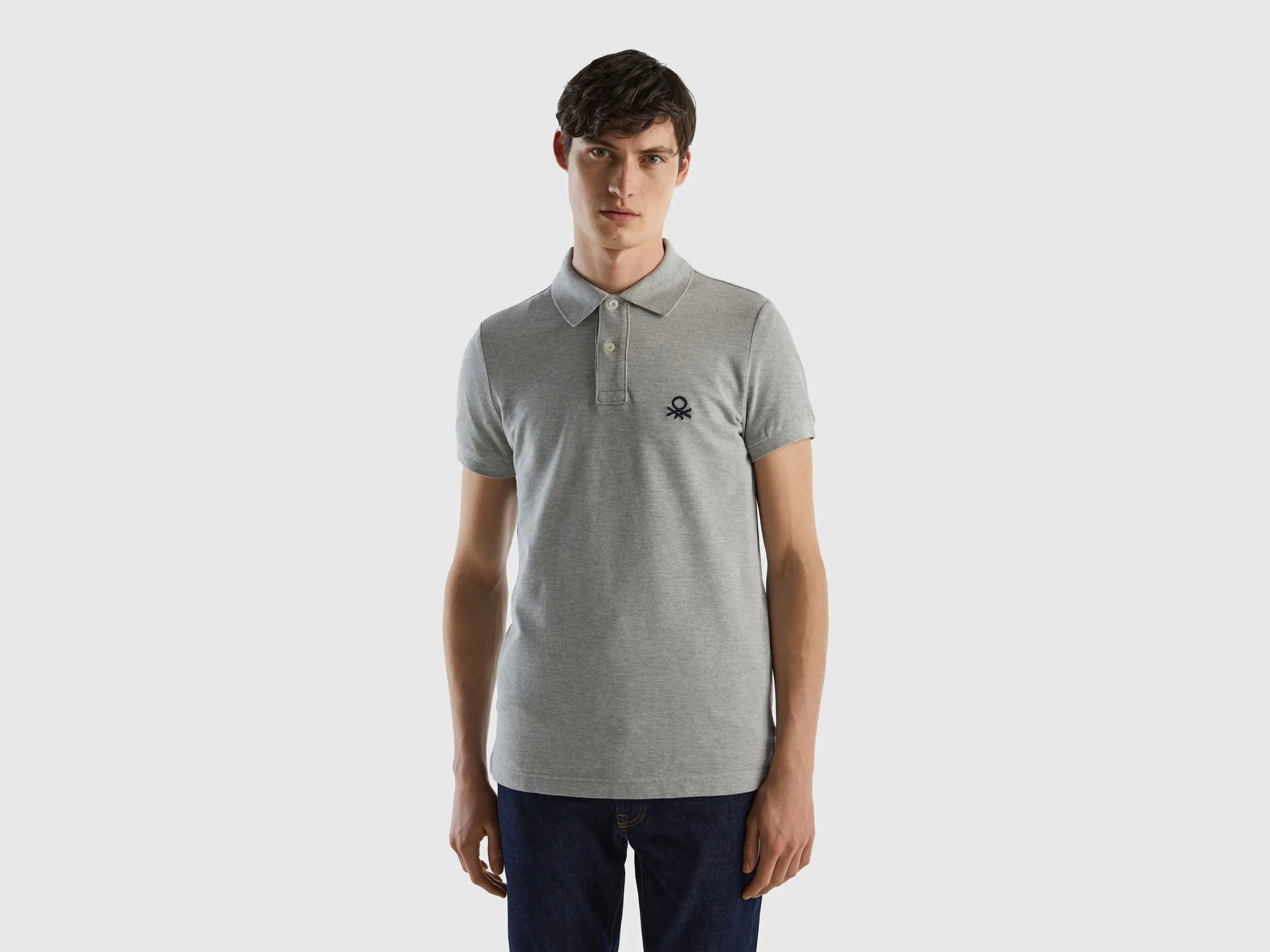 Polo gris jaspeado slim fit