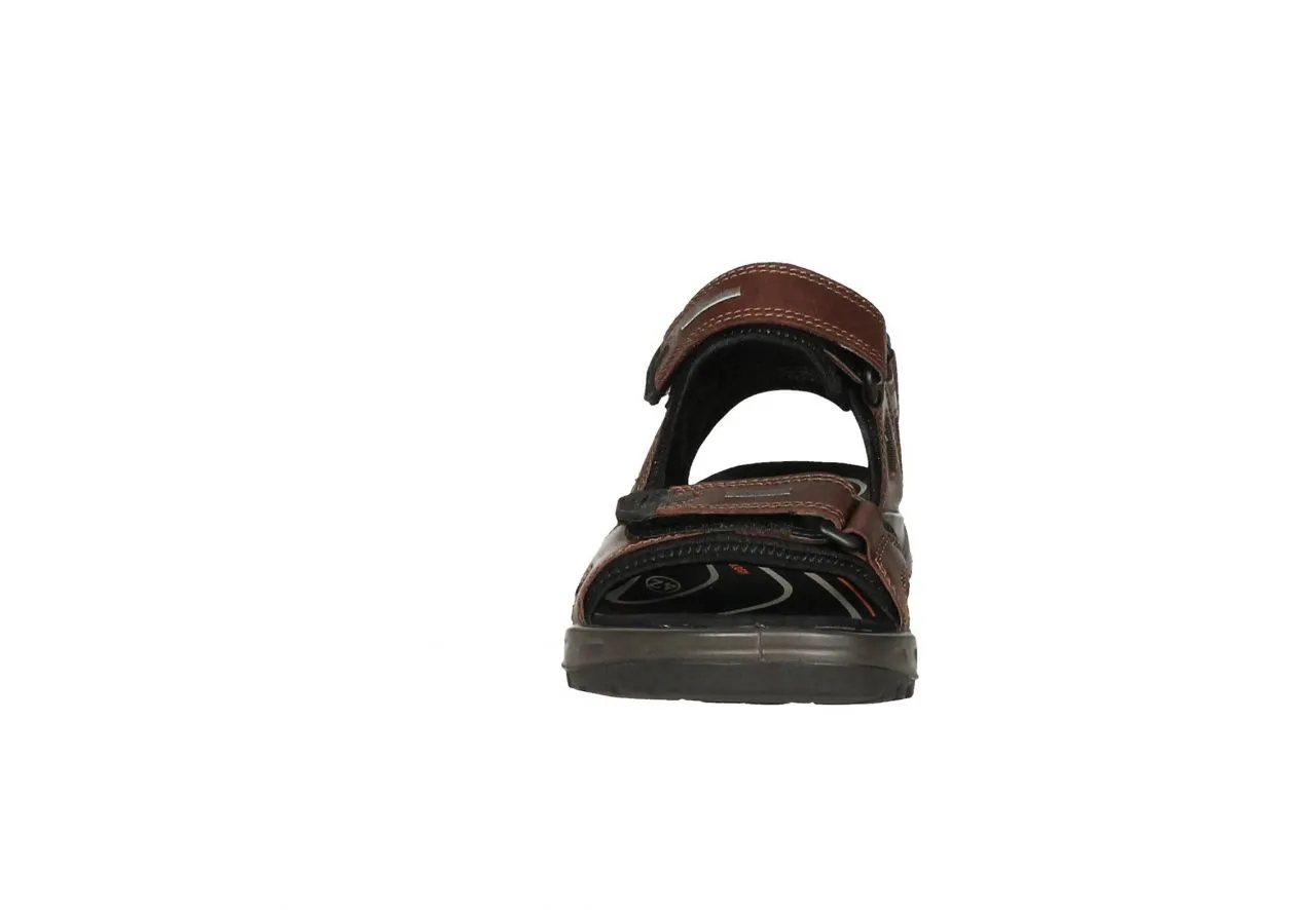 Sandalia Piel Marron Nilon Negro 3 Velcros Bordado Gris