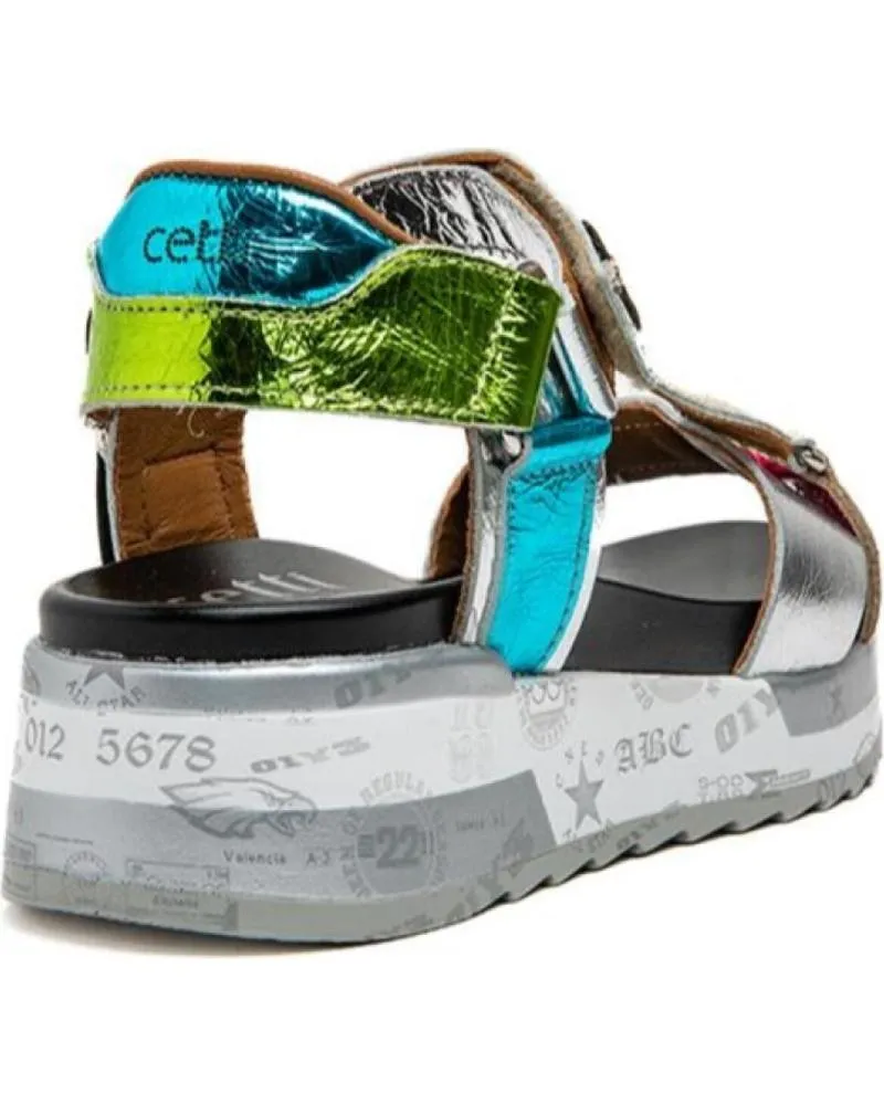 Sandalias de Mujer CETTI 1316 PIEL MULTICOLOR PLATA