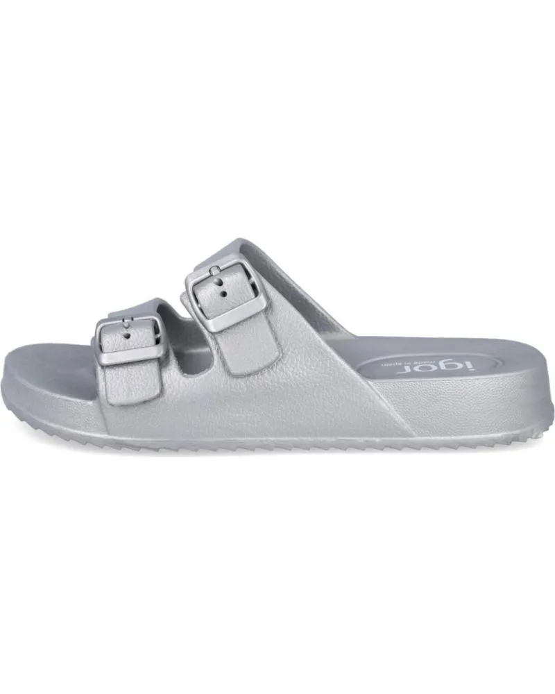 Sandalias IGOR  de Mujer S10327-201 HABANA CHANCLAS PLAYA MUJER  METALICO PLATA