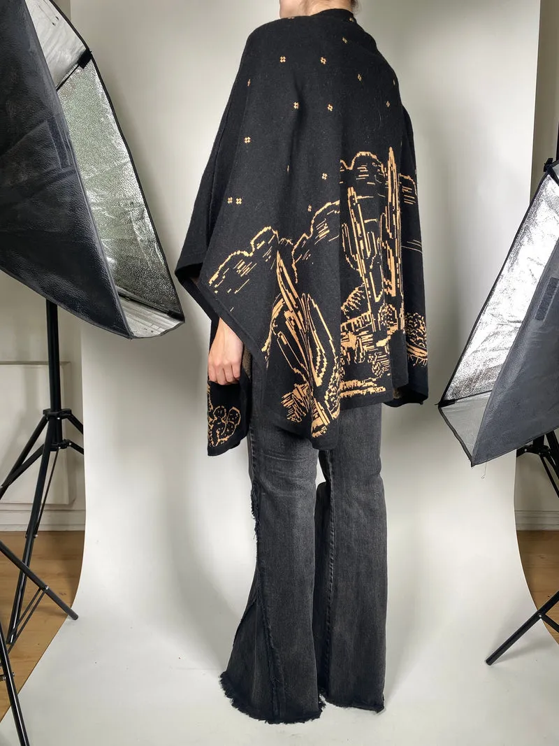 SAVILLE ROW Poncho Estampado Café