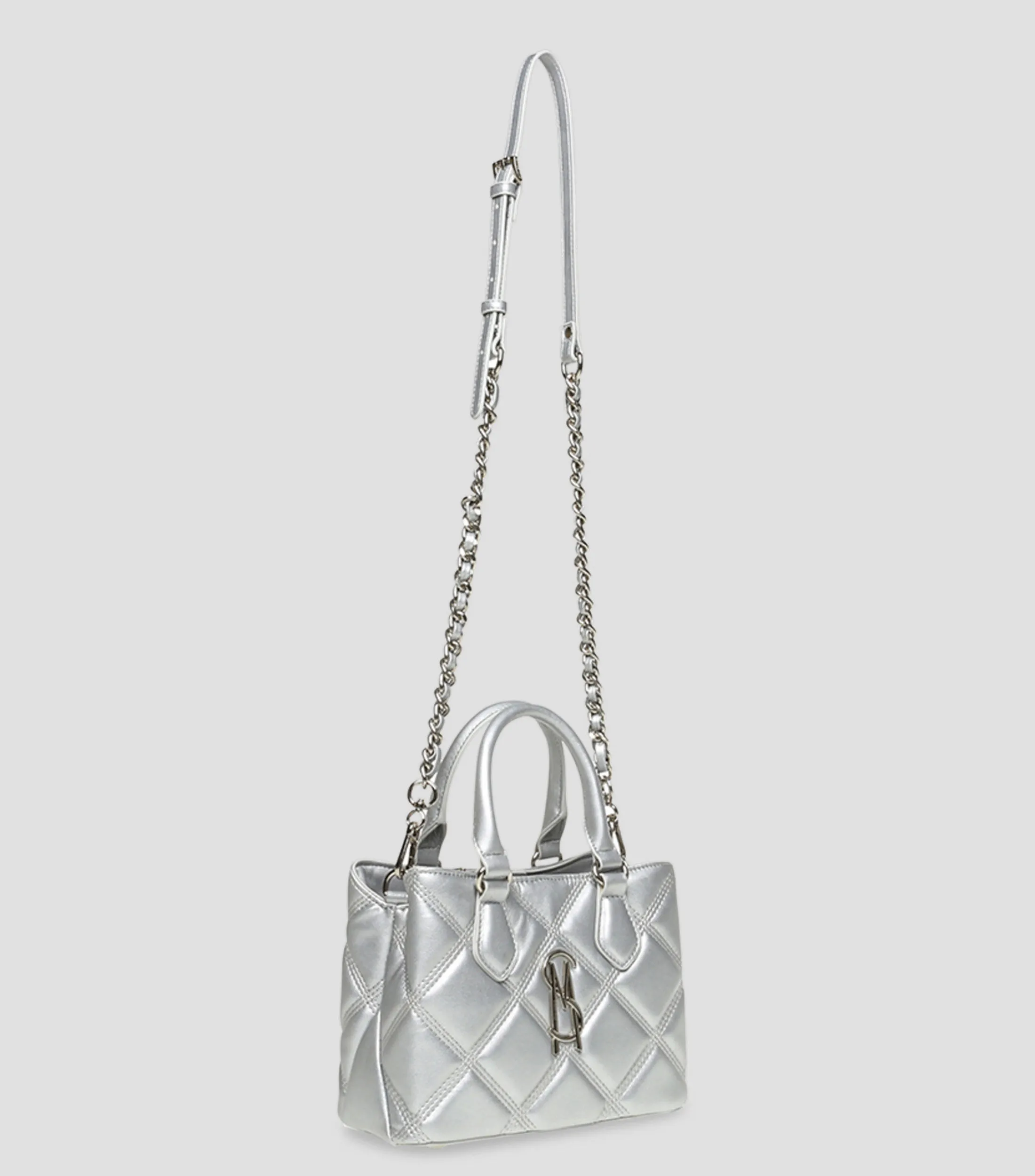 Steve Madden Bolso Crossbody Plateado Bsatori Capitonado Mujer