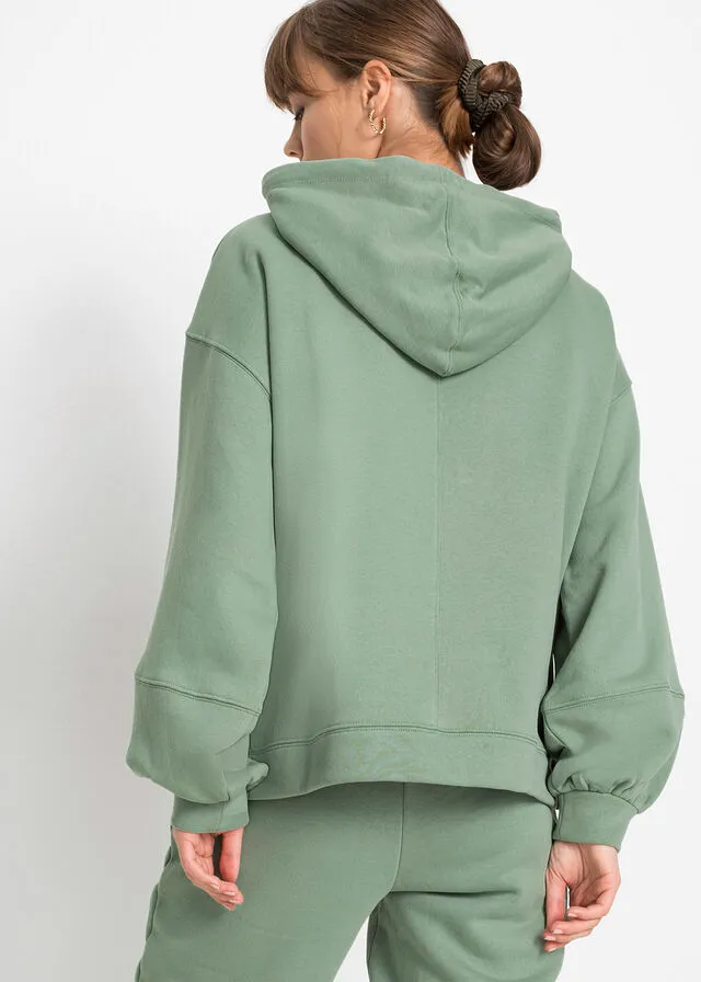 Sudadera holgada con capucha verde ahumado