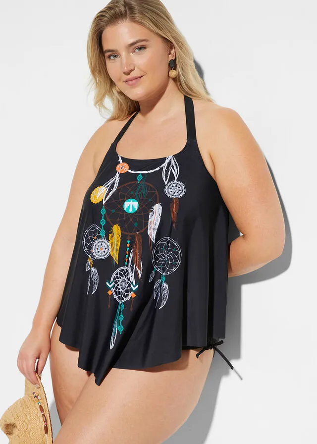 Tankini (2 piezas) Negro estampado