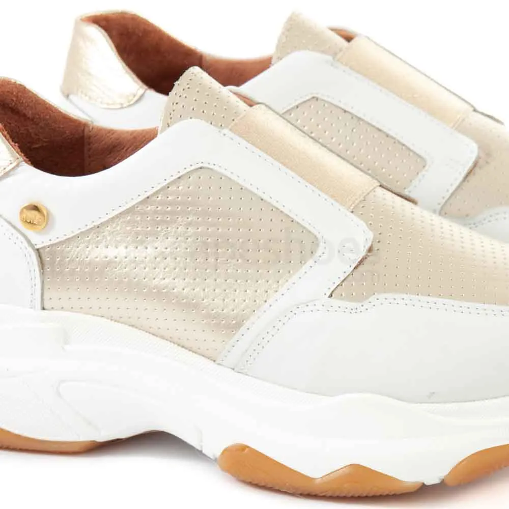 Tenis RUIKA Pele Branco Ouro 23/4619