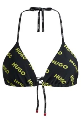 Top de bikini triangular de secado rápido con logo estampado