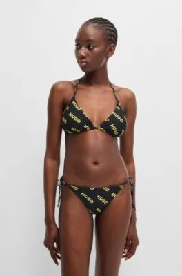 Top de bikini triangular de secado rápido con logo estampado