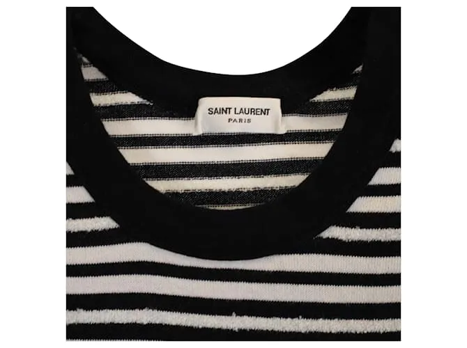 Top de tirantes de algodón multicolor Saint Laurent Cassandra Stripe Distressed 