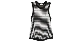 Top de tirantes de algodón multicolor Saint Laurent Cassandra Stripe Distressed 