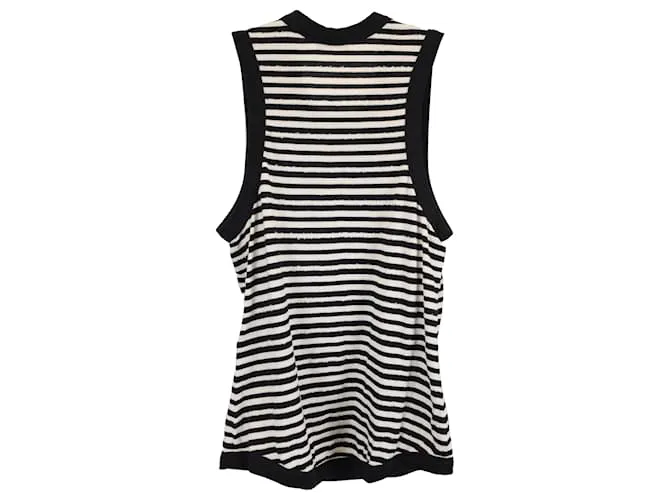 Top de tirantes de algodón multicolor Saint Laurent Cassandra Stripe Distressed 