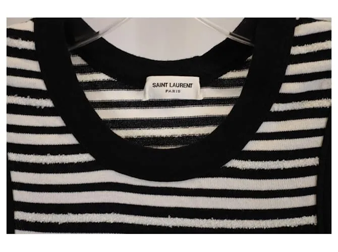 Top de tirantes de algodón multicolor Saint Laurent Cassandra Stripe Distressed 